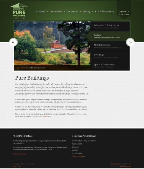 Screenshot of the Pure Buildings website