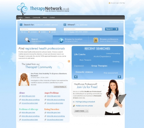 Screenshot of the Therapy Network website